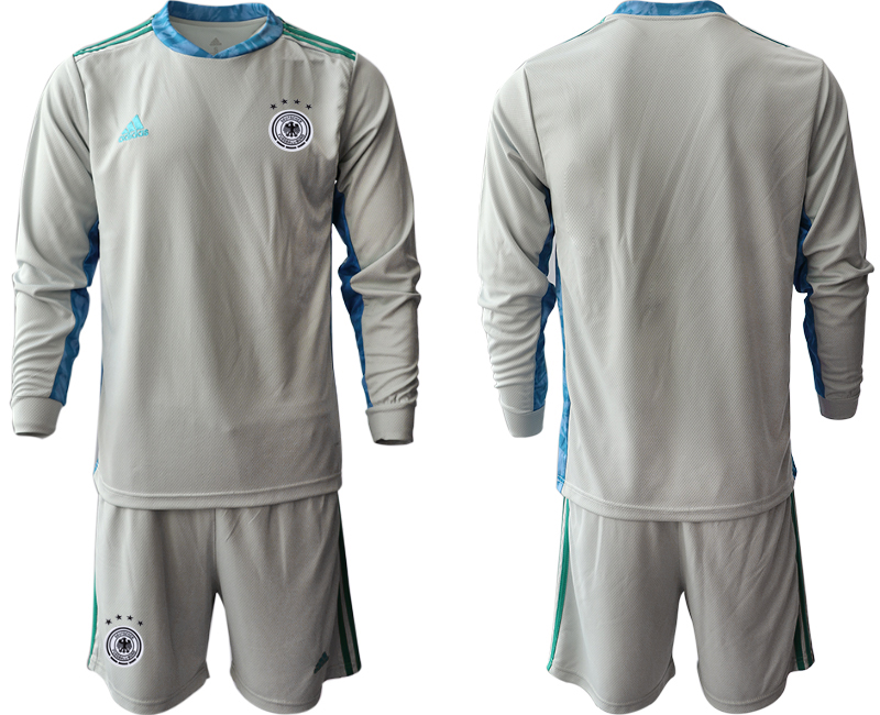Men 2021 European Cup Germany grey Long sleeve goalkeeper Soccer Jersey->germany jersey->Soccer Country Jersey